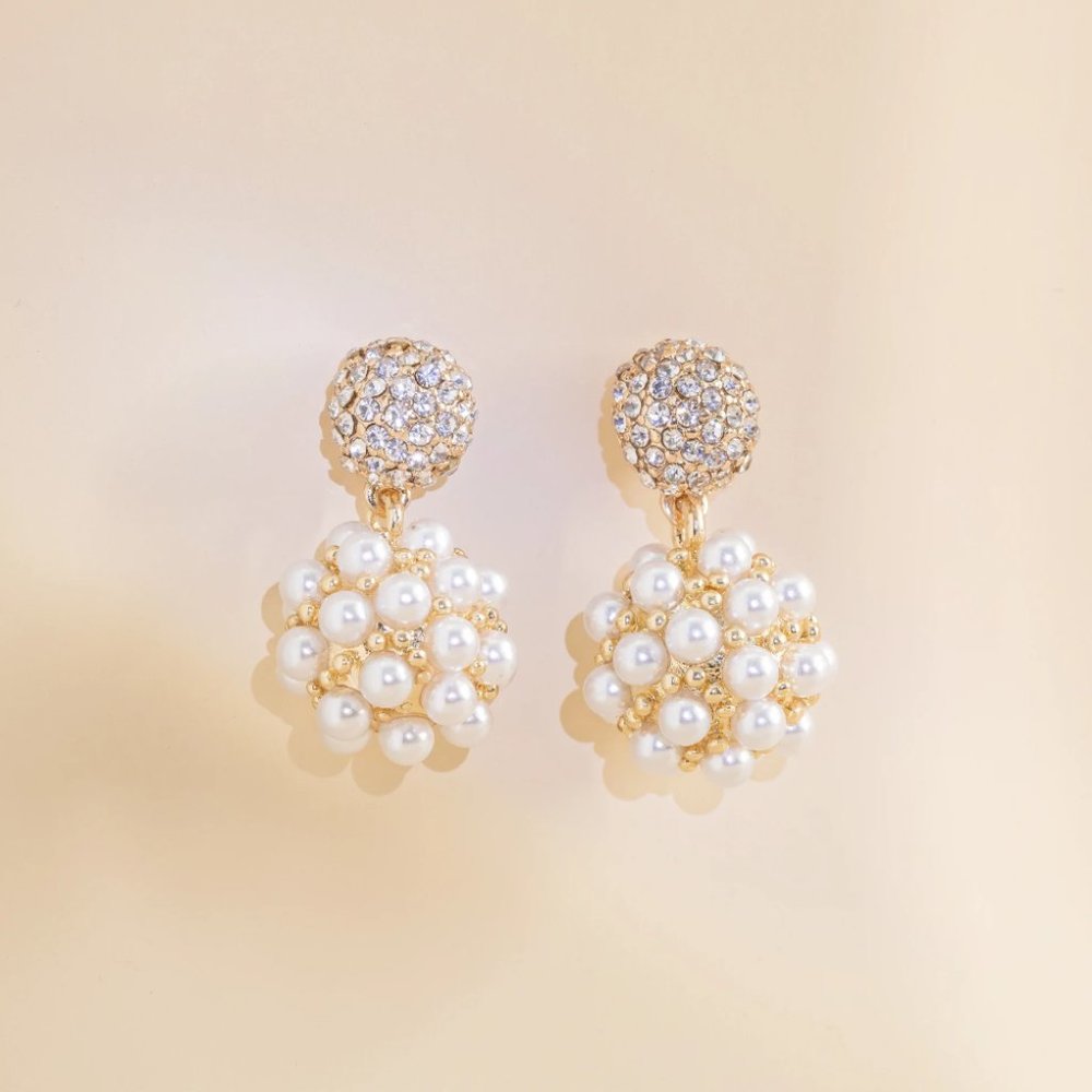 Pearl Cluster Drop Earrings
